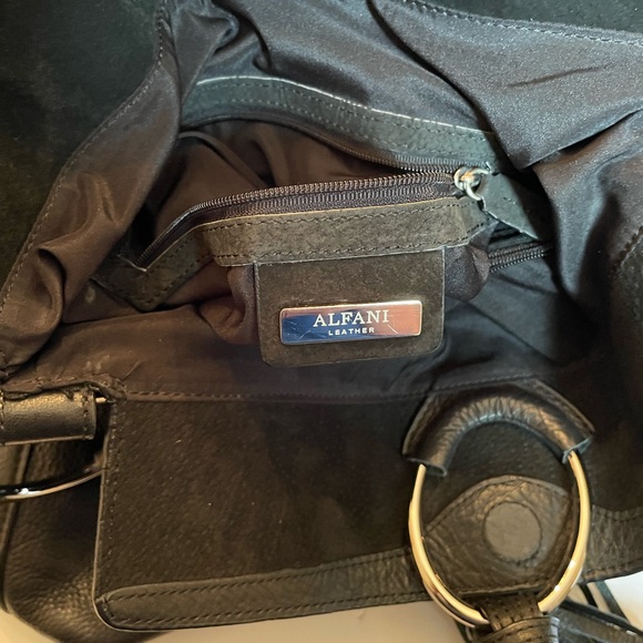 Alfani Soft Black Leather Shoulder Bag with Silver Color Closure - Picture 8 of 8